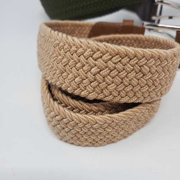 BULLIANT BELT LOT OF 2 STRETCH WOVEN FABRIC BELTS KHAKI & ARMY GREEN MEN OS - Picture 7 of 14